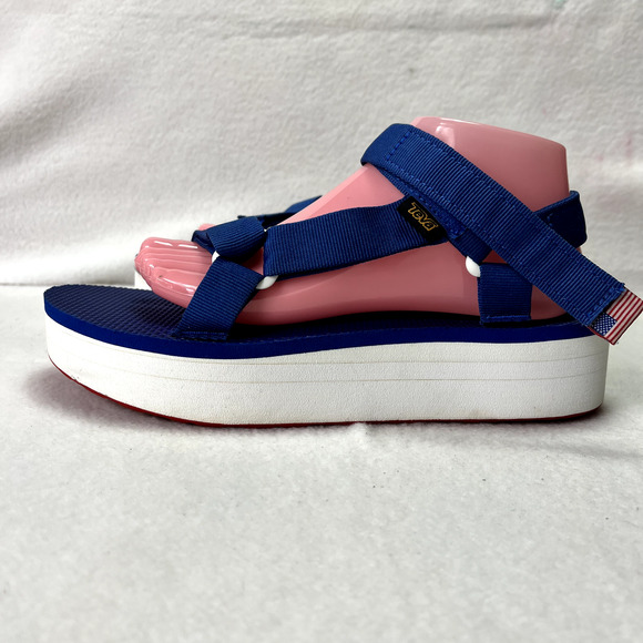 Teva Universal Platform Sandals Women 10 Blue Walking Trail Adjustable Straps - Picture 3 of 13